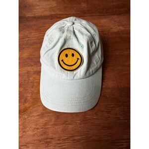 Smiley Face Hat Tan Adjustable Fit Yellow Smile Patch Cap 90s Retro Y2K